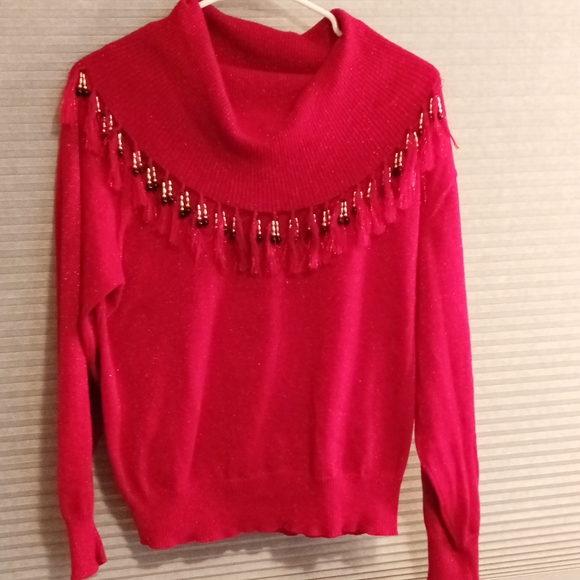 Dress Barn Metallic Dark Red Sweater ❤️🥀🦀 - Picture 4 of 9